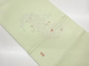 作家物　宝尽くし模様織出し開き名古屋帯（額縁仕立て）
